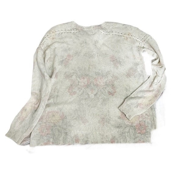WILDFOX Sweater Top Pullover Cream Muted Pastel Floral Size Small DISTRESSED - Picture 4 of 9